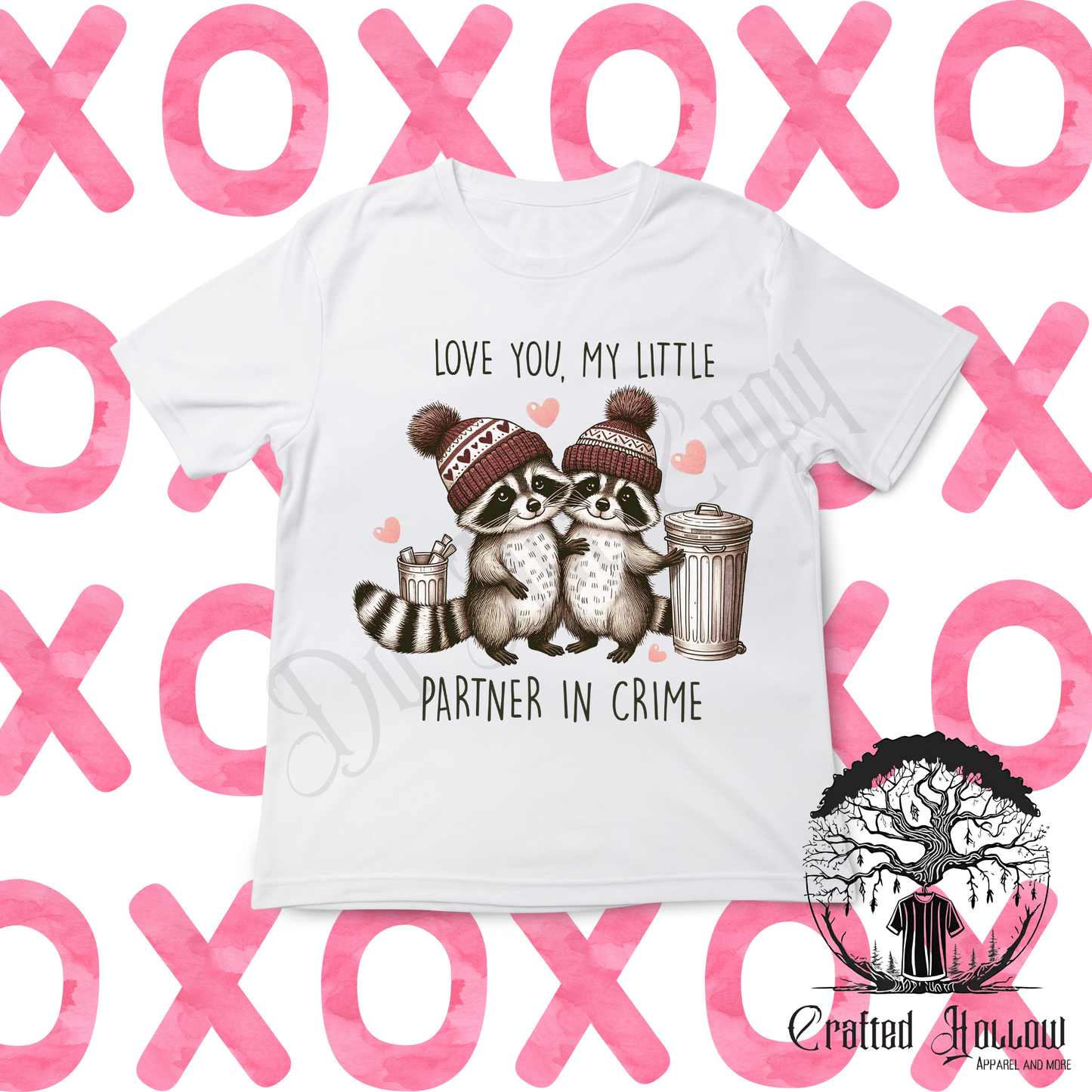 "Love You, My Little Partner In Crime" Funny Valentine's Day Raccoon Shirt