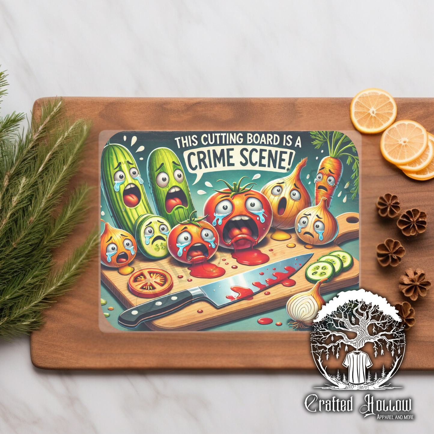 "This Cutting Board is a Crime Scene!" Glass Cutting Board