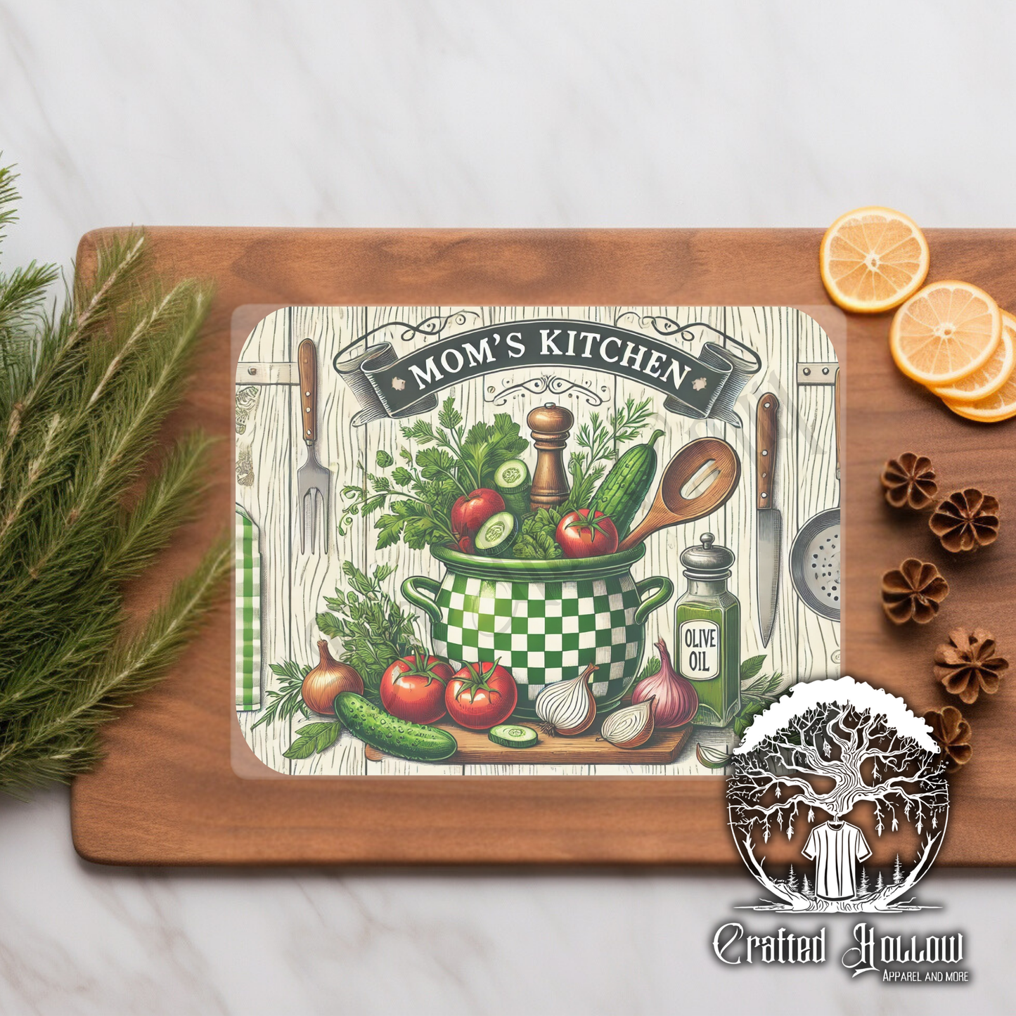 "Mom's Kitchen" Glass Cutting Board