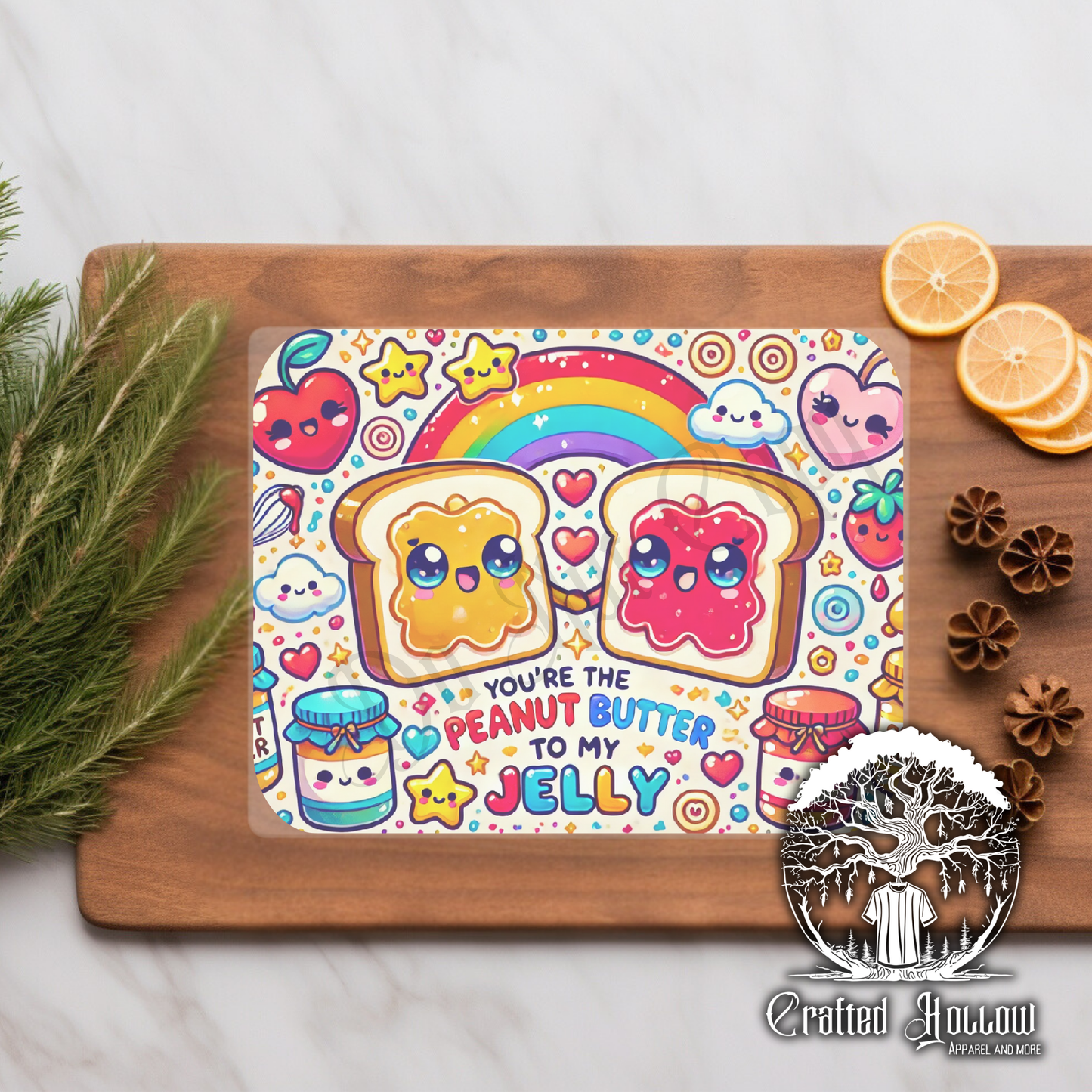 "You're the Peanut Butter to My Jelly" Glass Cutting Board