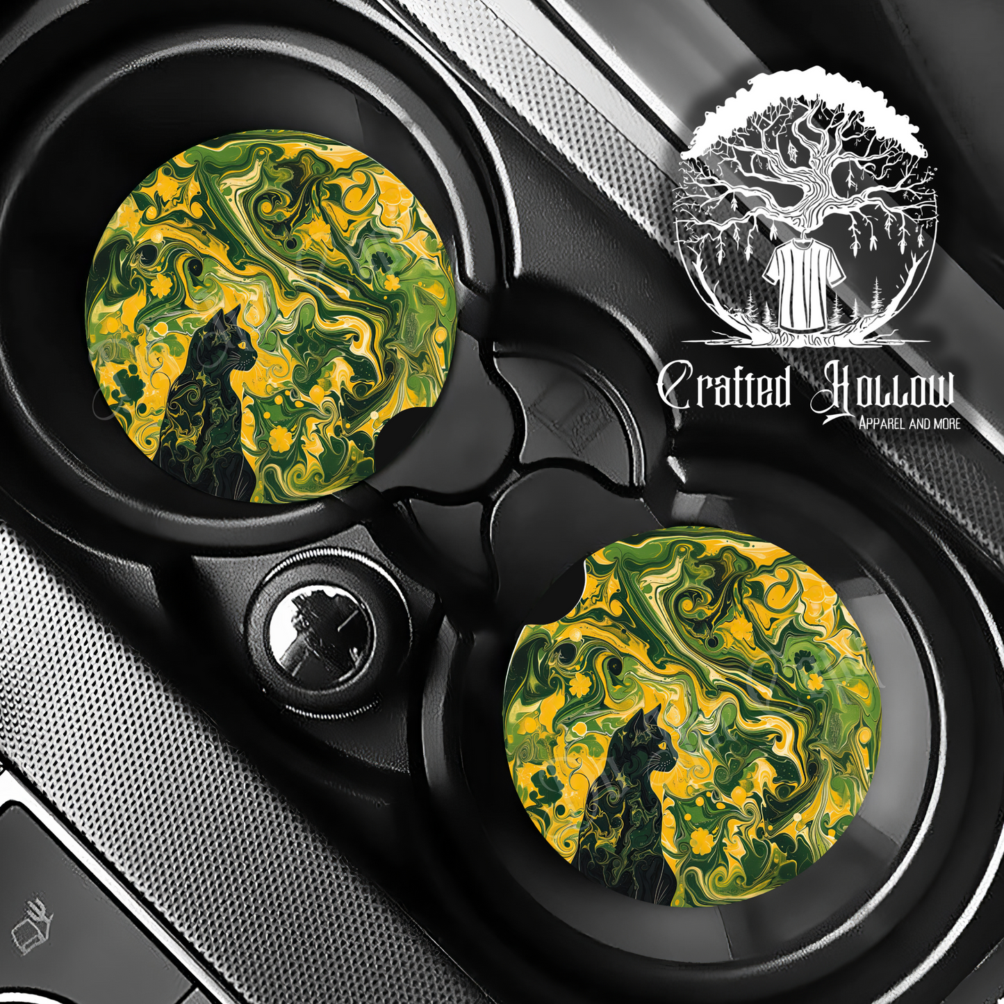 Black Cat Art Car Coasters