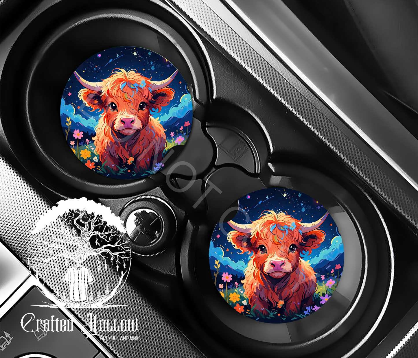 Highland Cow Car Coasters