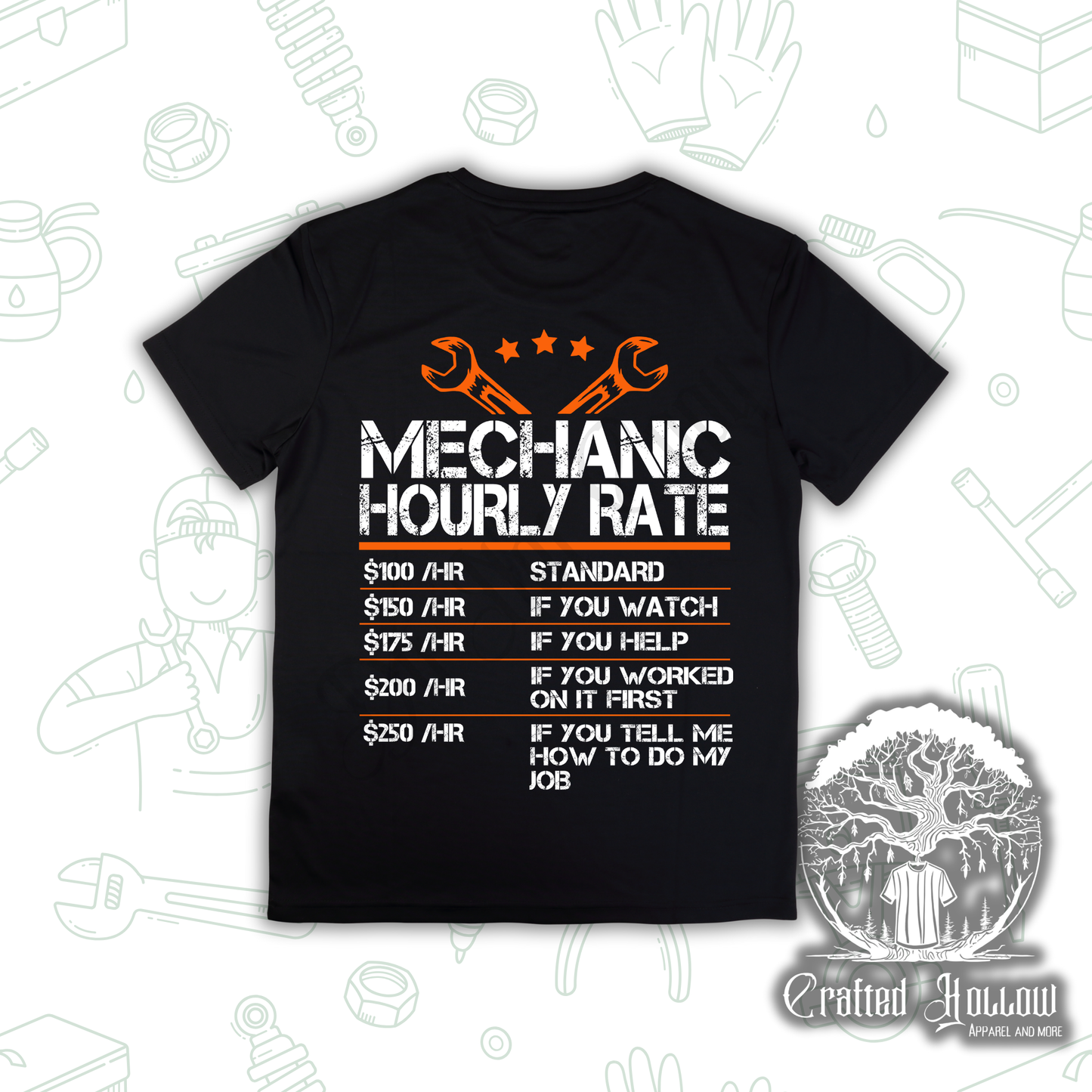 Mechanic Hourly Rate Funny Shirt