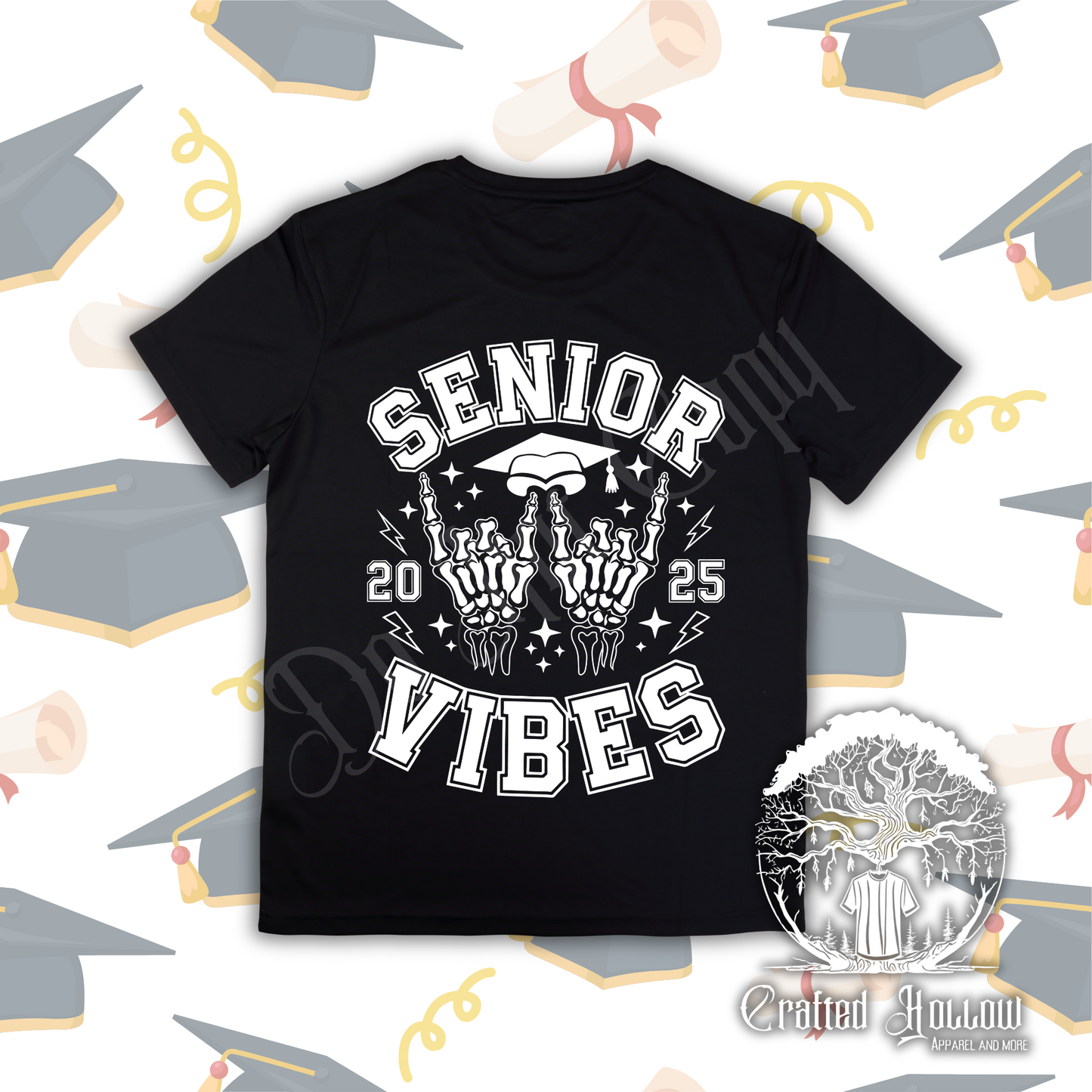 Senior Vibes 2025 Skull Hands Shirt