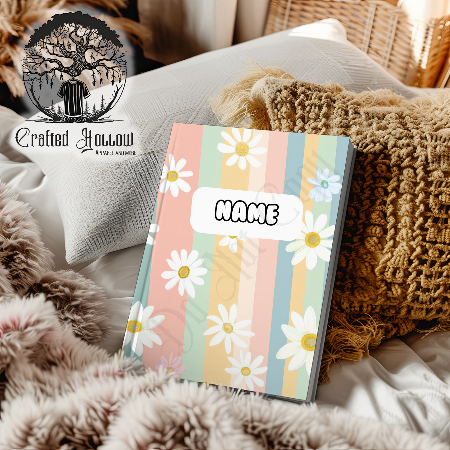 Personalized Retro Pastel Daisy Notebook