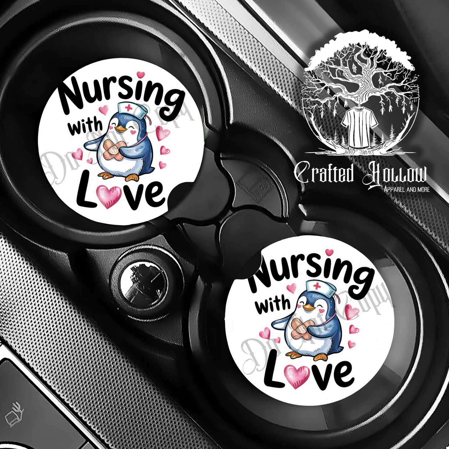 Nursing with Love Penguin Car Coasters