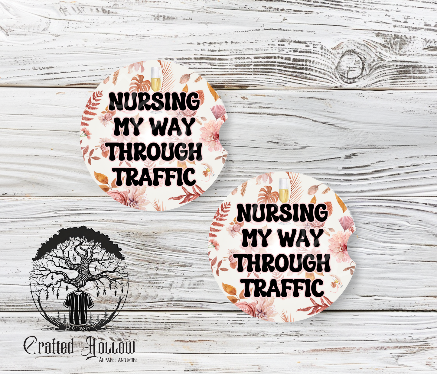 Nursing My Way Through Traffic Car Coasters