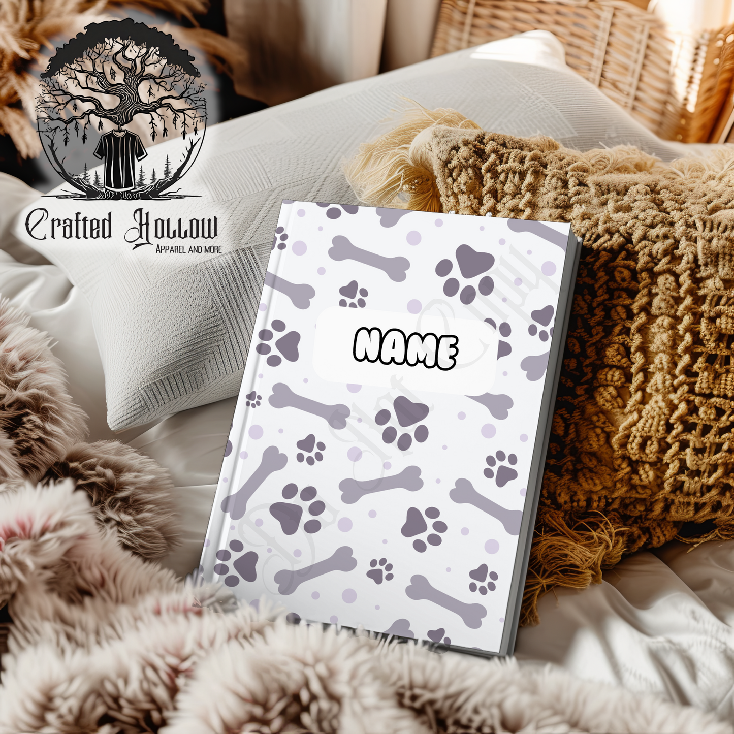 Personalized Dog Paw and Bones Notebook