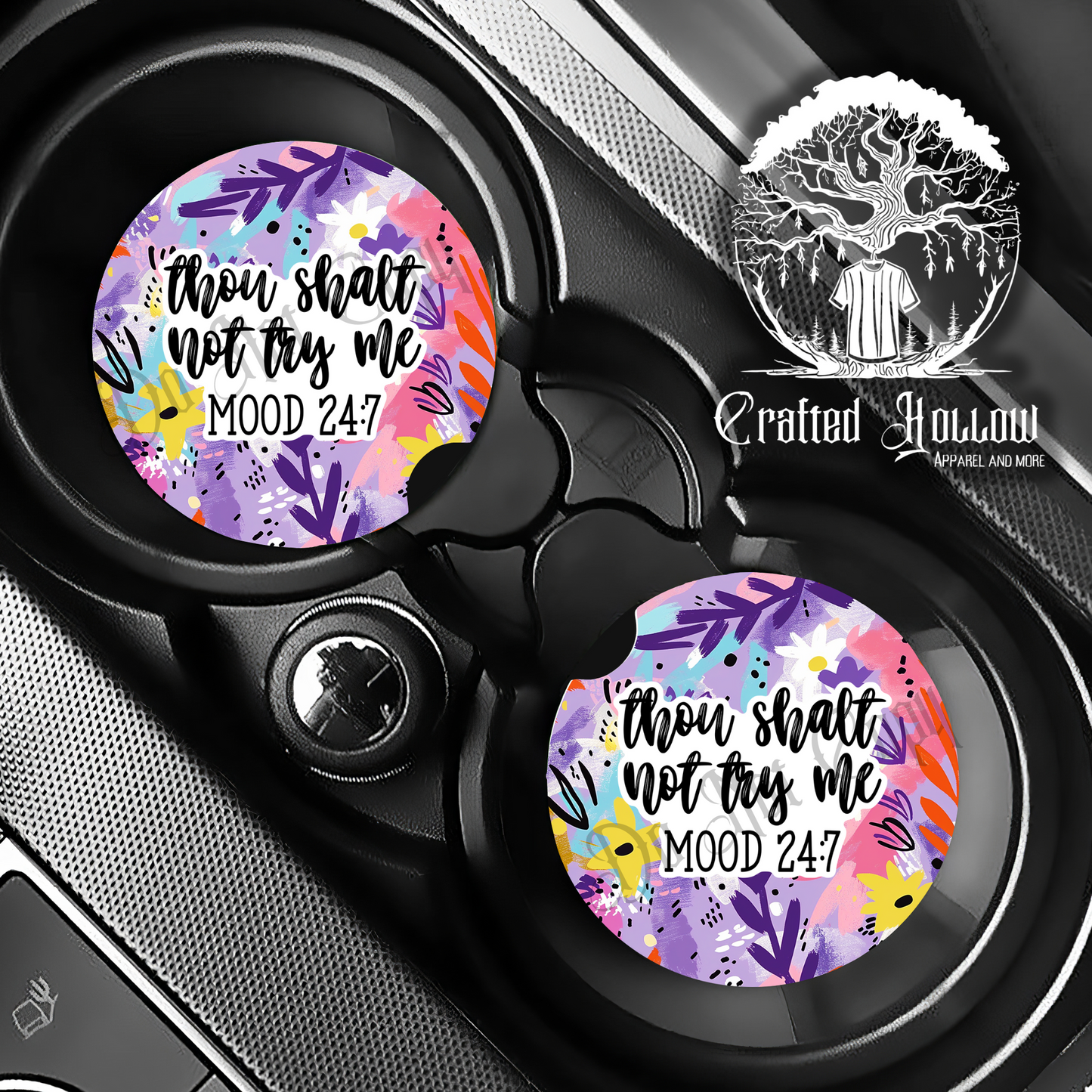Thou Shall Not Try Me Car Coasters