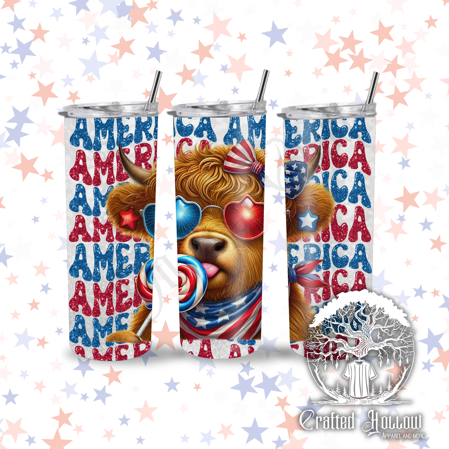 Highland Cow "America" 20oz Tumbler