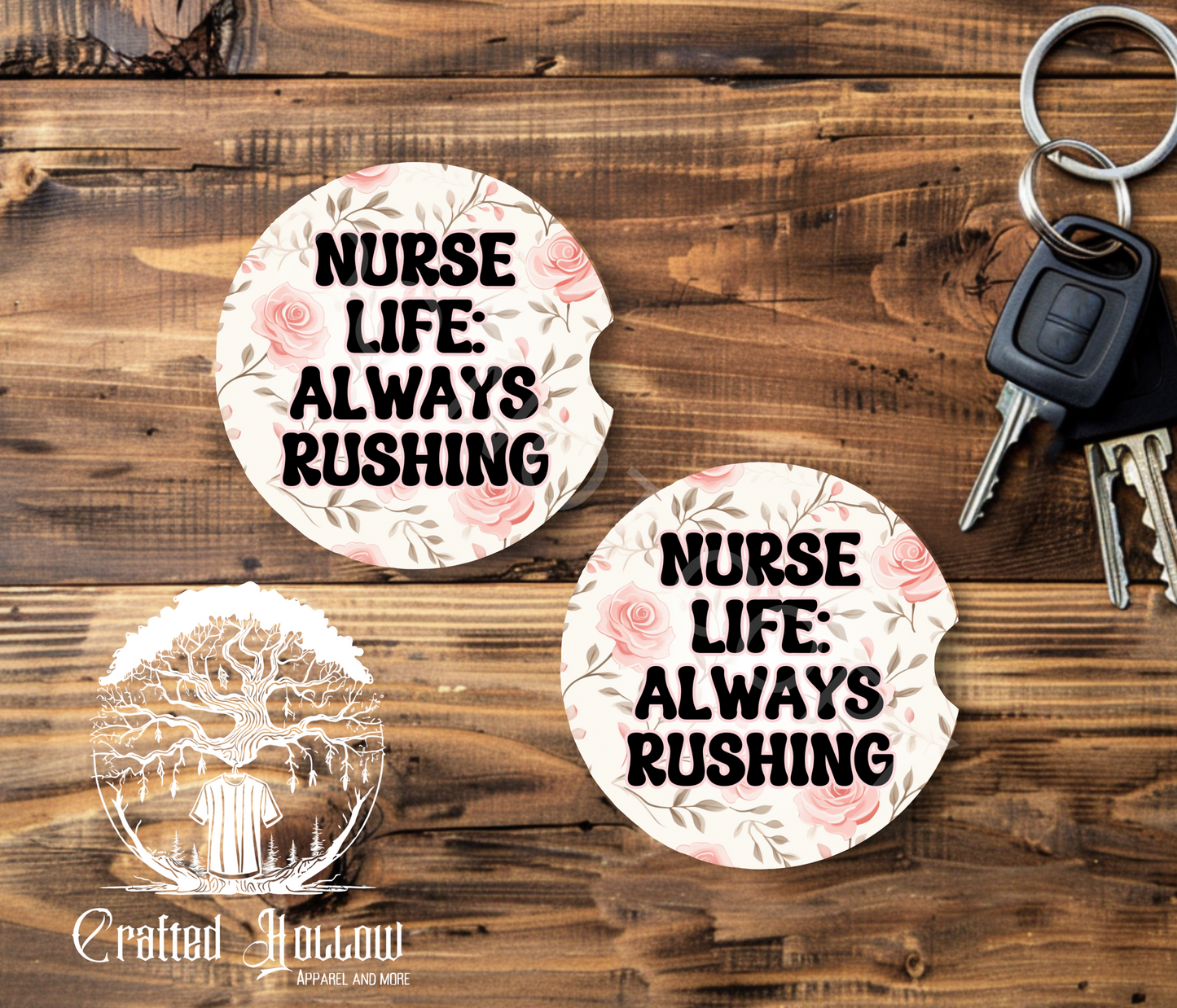 Nurse Life Always Rushing Car Coasters