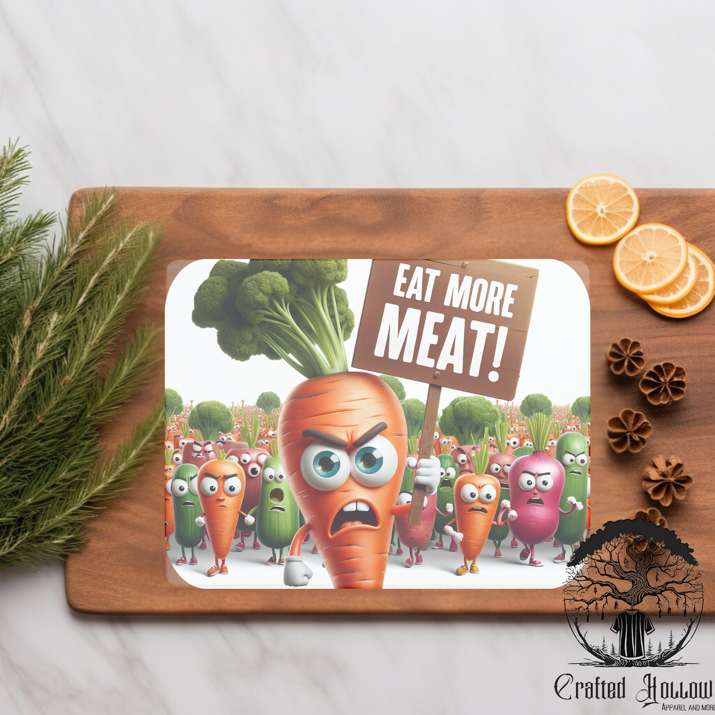 Eat More Meat Vegetable Glass Cutting Board
