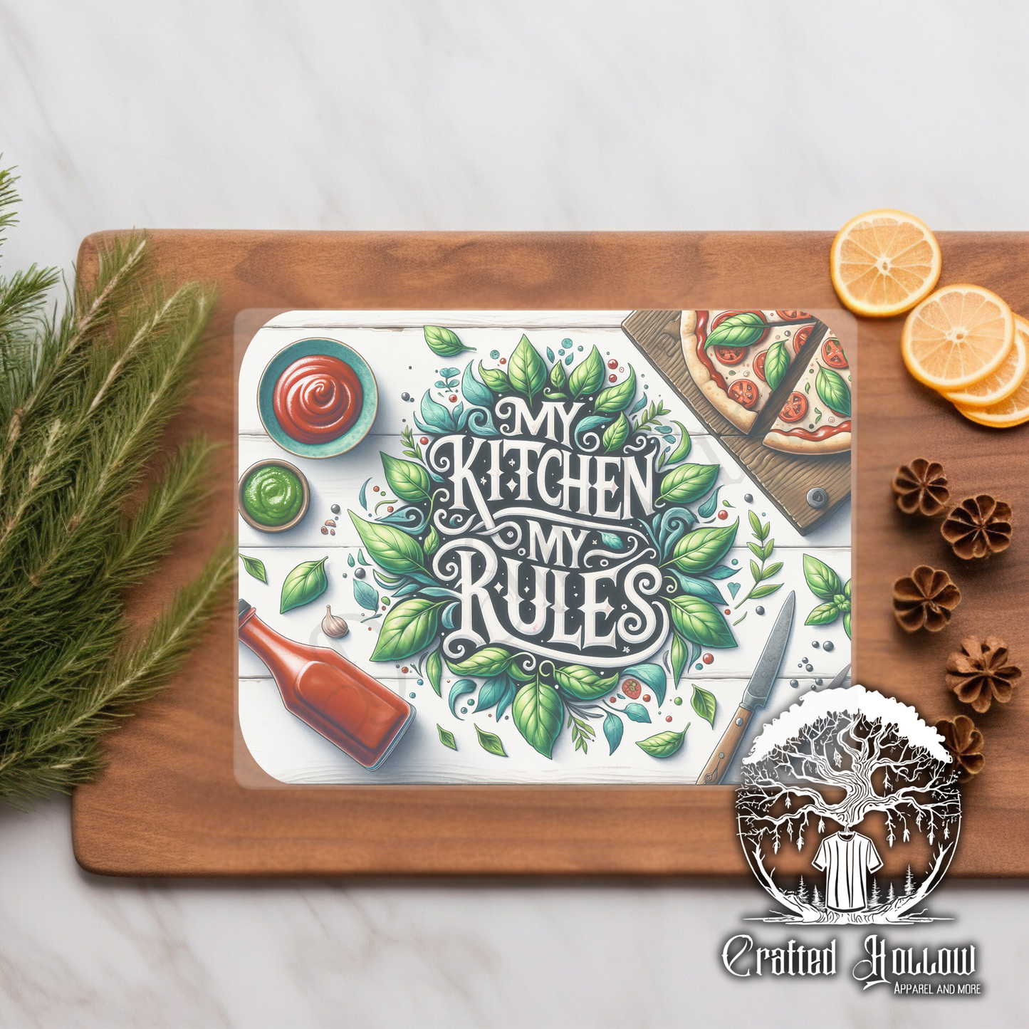 "My Kitchen, My Rules" Glass Cutting Boards