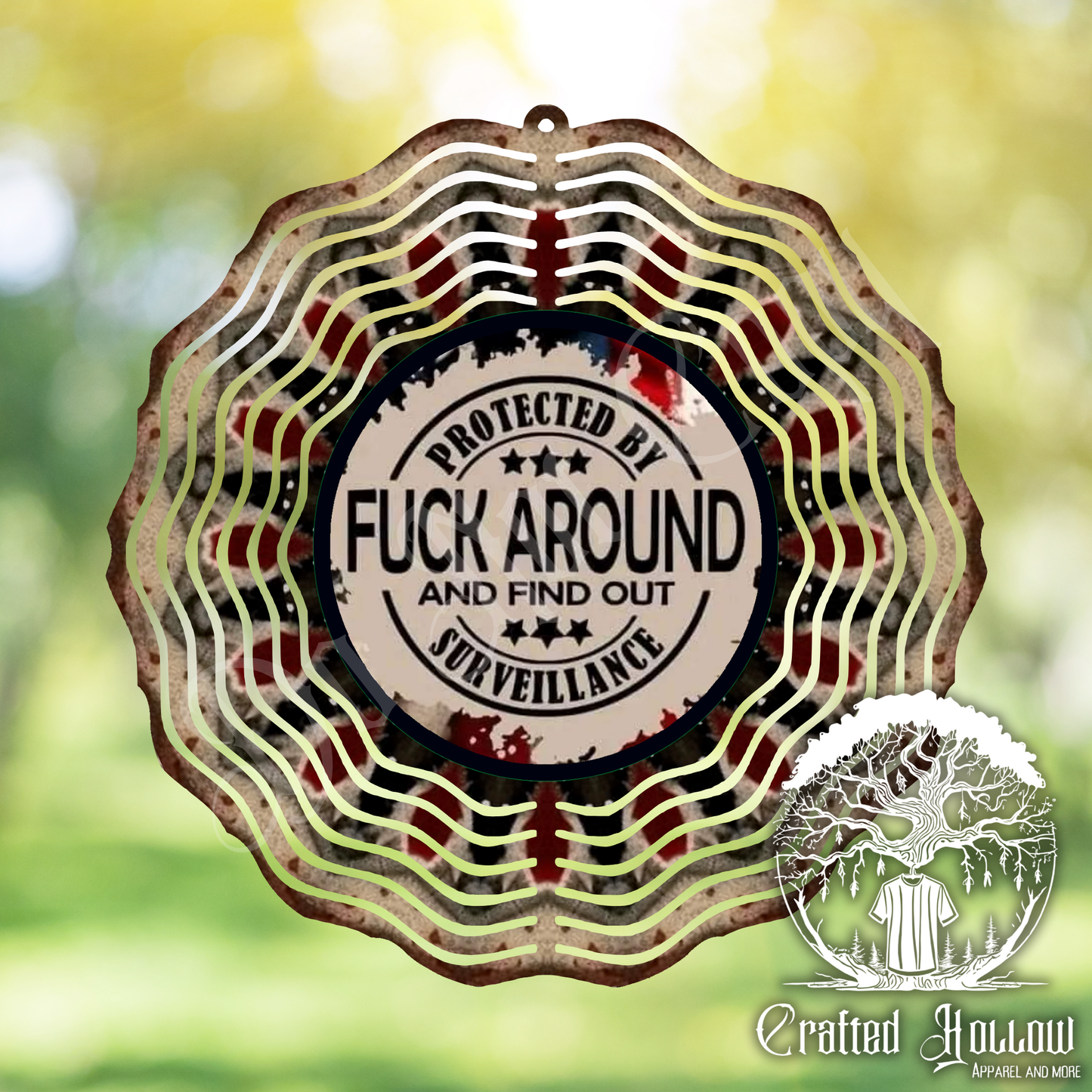Protected by Fuck Around and Find Out Surveillance Wind Spinner