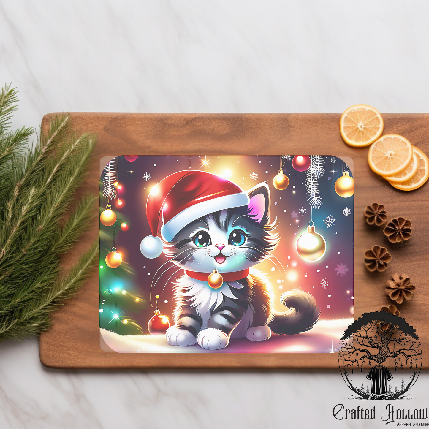 Santa Cat Cutting Board