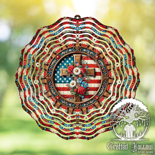 American Flag Cross Wind Spinner