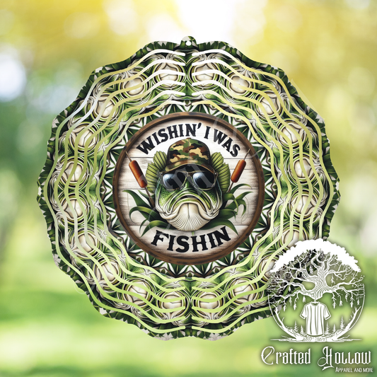 Wishin' I Was Fishin' Fishing Wind Spinner