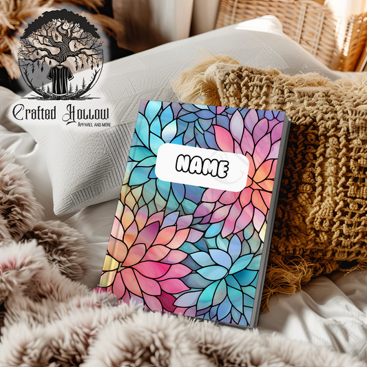 Personalized Stained Glass Floral Notebook