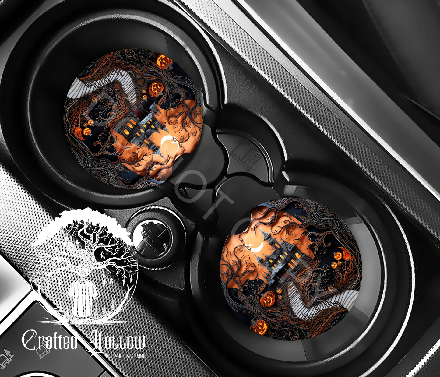 Halloween Haunted House Car Coasters