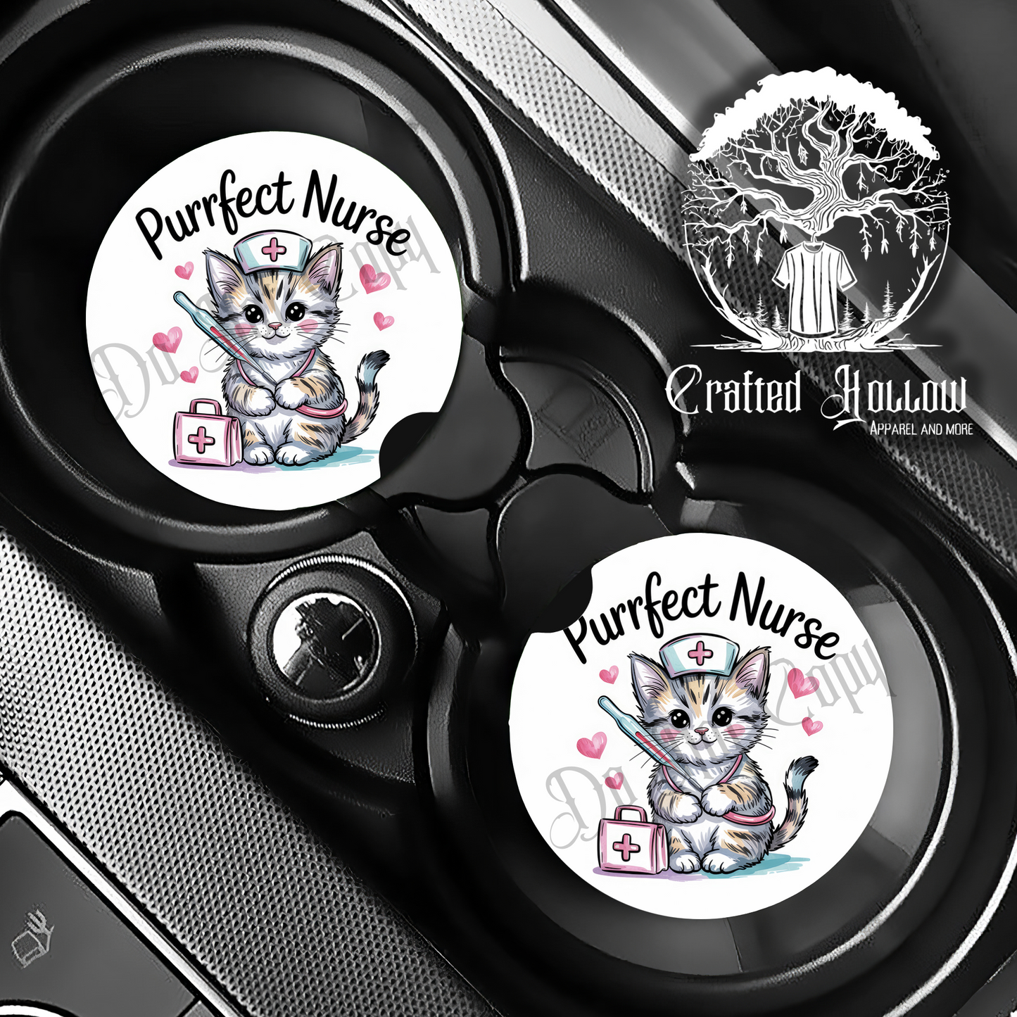 Purrfect Nurse Cat Car Coasters