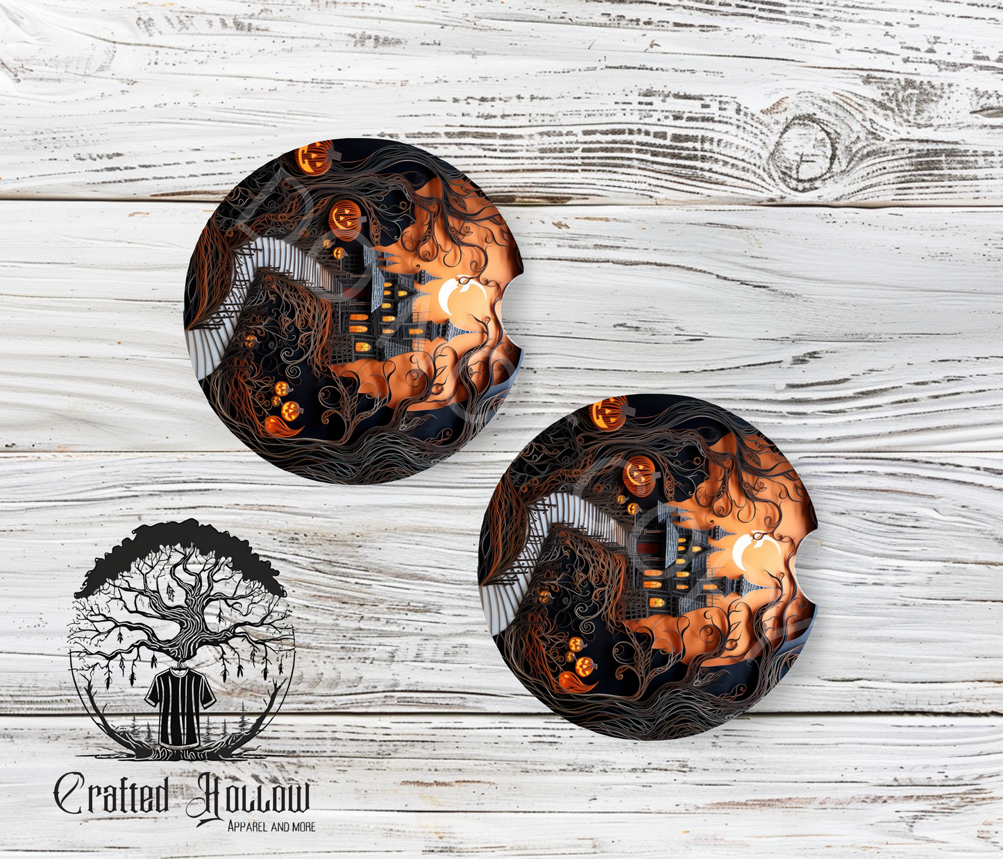 Halloween Haunted House Car Coasters