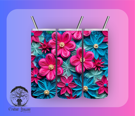 Pink and Blue Flowers 20oz Tumbler