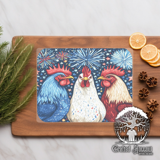 American Chickens Glass Cutting Boards