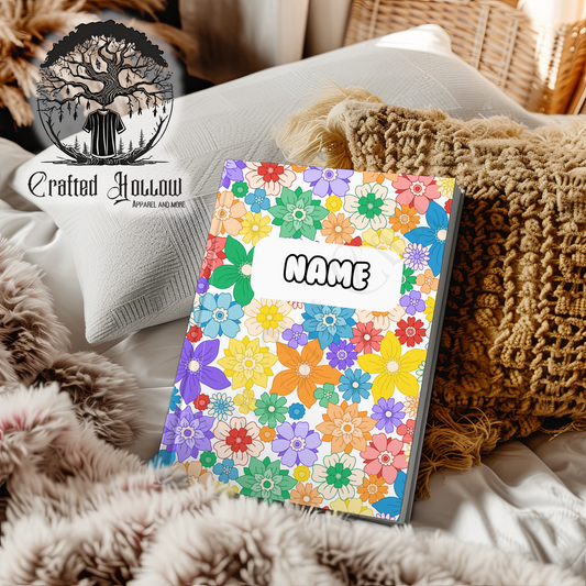 Personalized Rainbow Flowers Notebook