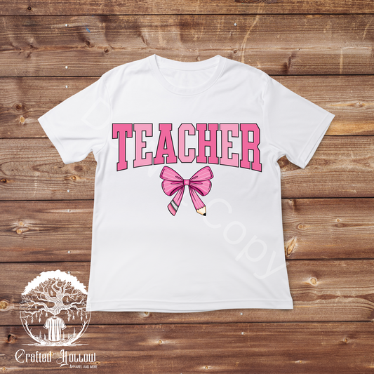 Pink Teacher Ribbon Shirt