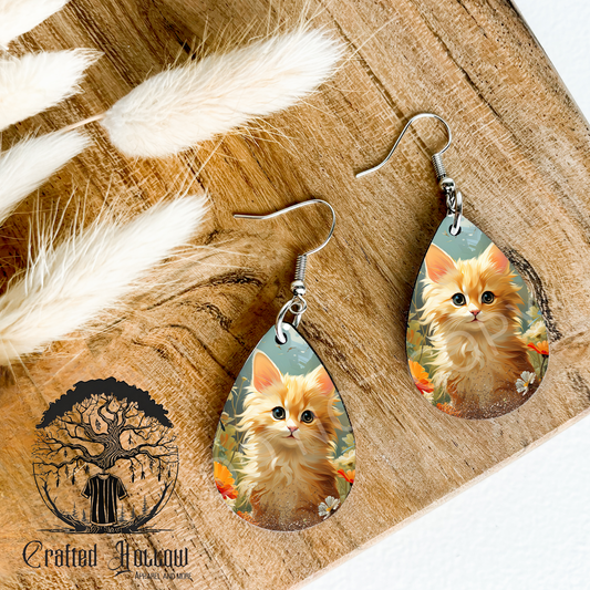 Orange Cat Earrings
